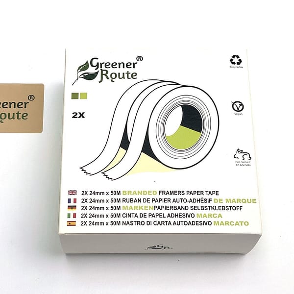 2xRoll 25mm x 50m Self adhesive branded lightgreen Brown Framers Masking Paper Tape 1500x1500 004