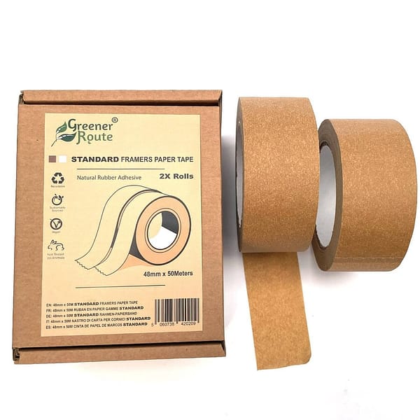 2RollsXBranded Greener Route box Standard paper tape 48mm natural rubber adhesive 004